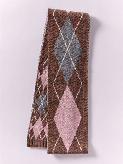 Wool Argyle Scarf - Brown/Multi
