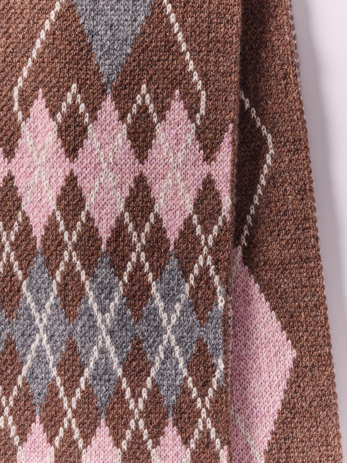 Wool Argyle Scarf - Brown/Multi