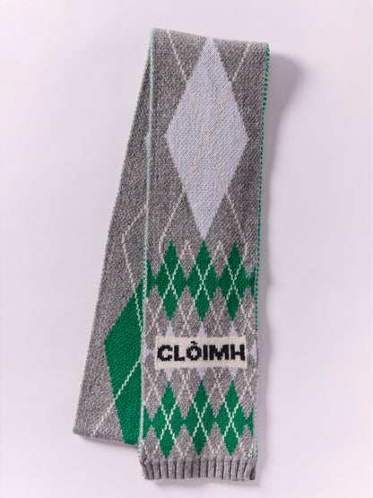 Soft Wool Argyle Scarf - Flannel Grey/Multi