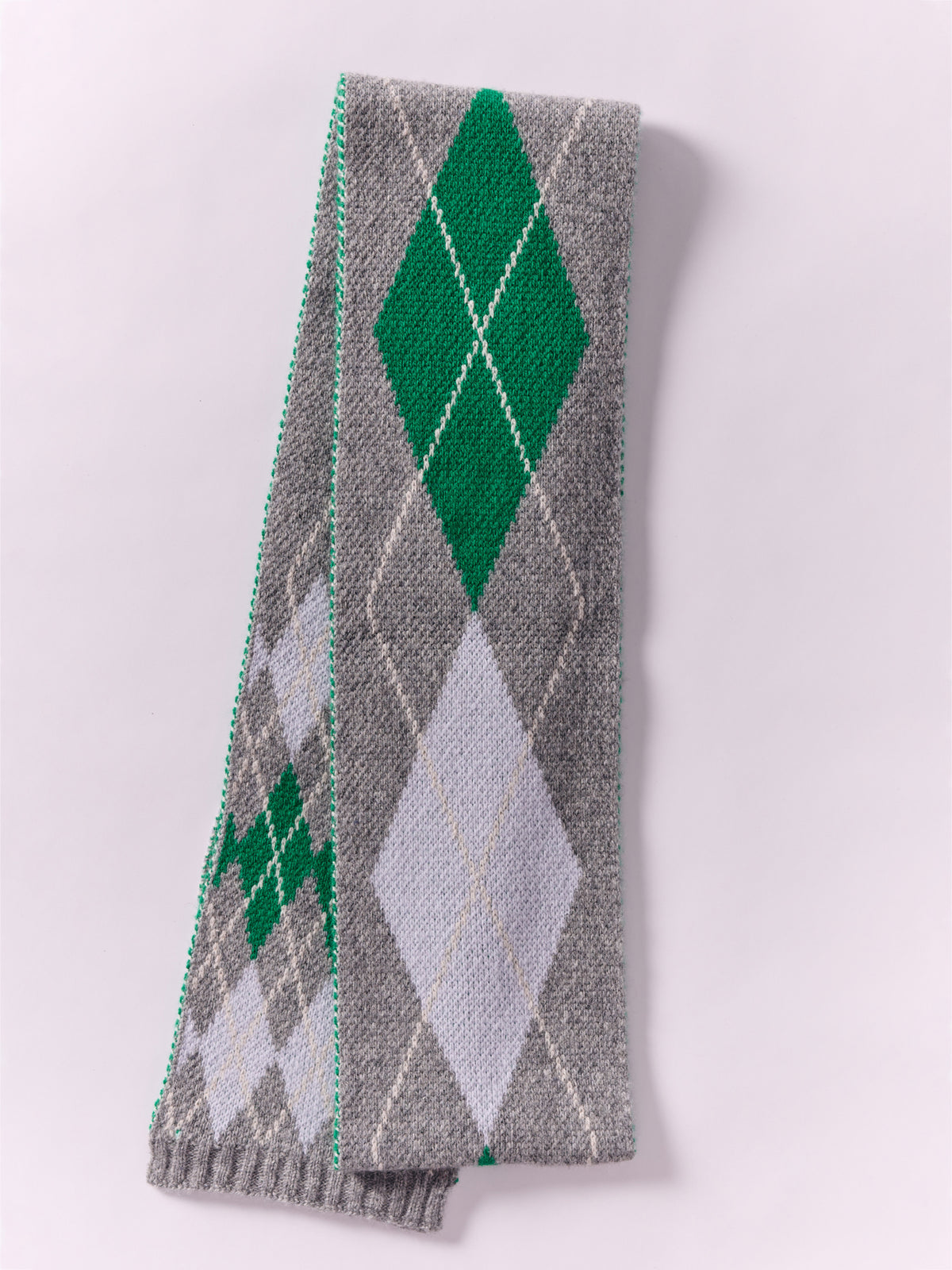 Soft Wool Argyle Scarf - Flannel Grey/Multi