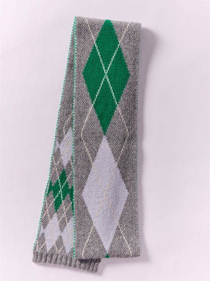 Soft Wool Argyle Scarf - Flannel Grey/Multi