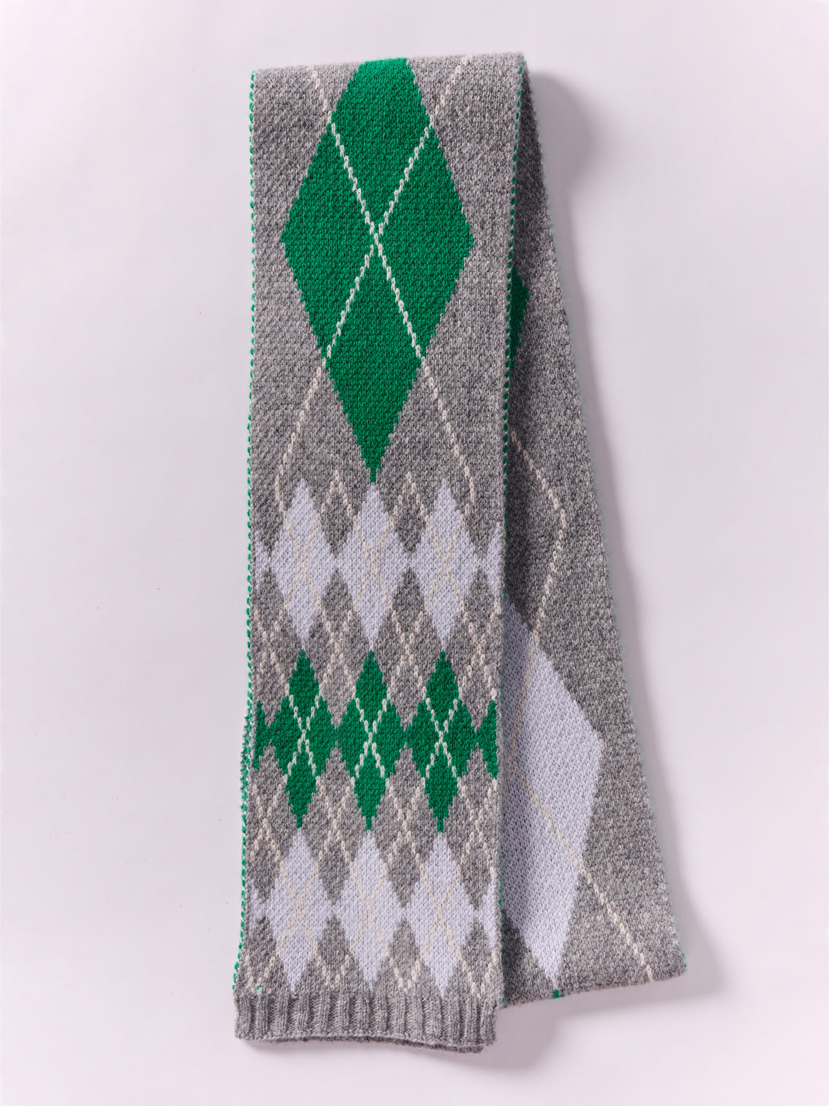 Soft Wool Argyle Scarf - Flannel Grey/Multi