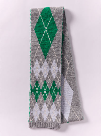 Soft Wool Argyle Scarf - Flannel Grey/Multi