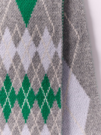 Soft Wool Argyle Scarf - Flannel Grey/Multi