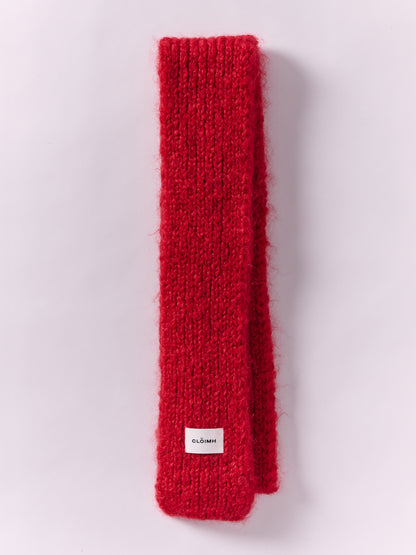 Brushed Mohair-Wool Mini Scarf - Red