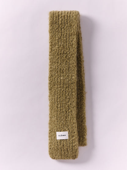 Brushed Mohair-Wool Mini Scarf - Olive