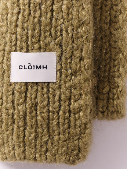 Brushed Mohair-Wool Mini Scarf - Olive