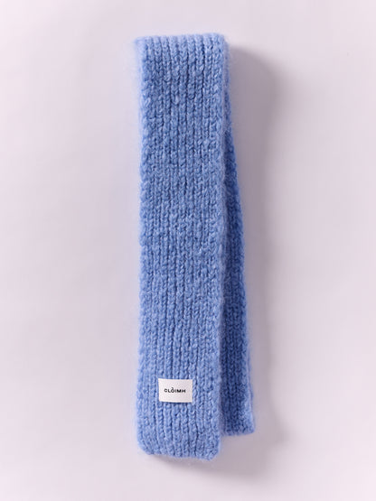 Brushed Mohair-Wool Mini Scarf - Light Blue