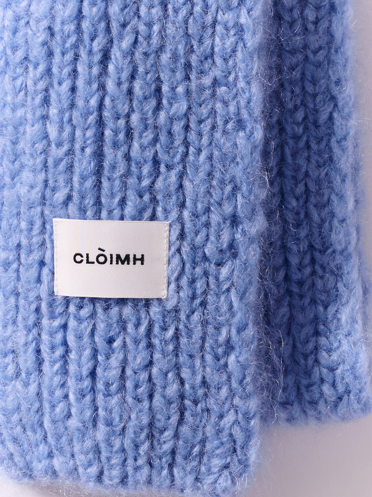 Brushed Mohair-Wool Mini Scarf - Light Blue