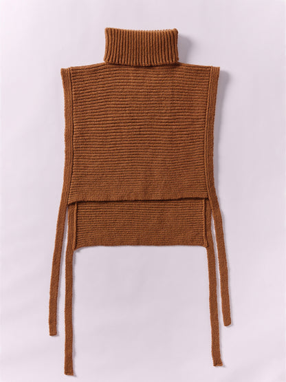 Soft Wool Tied High Neck Bib - Vintage Vicuna