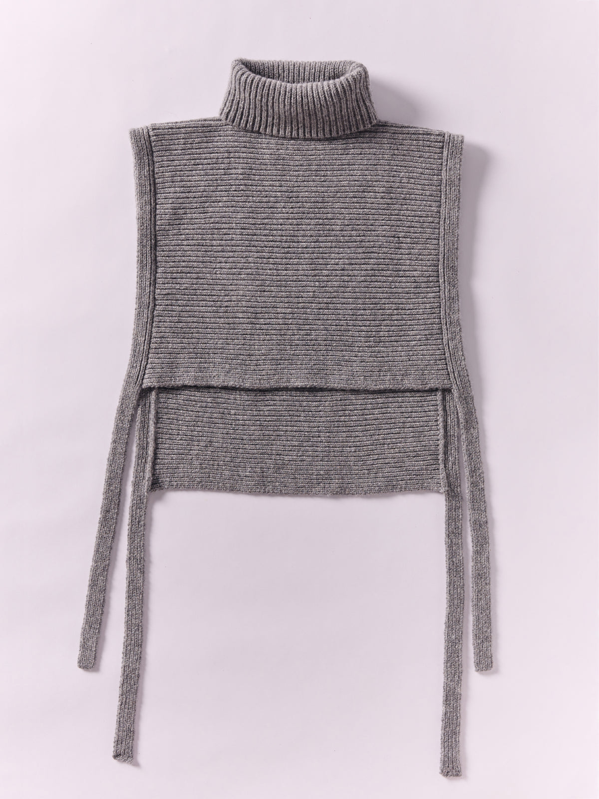Soft Wool Tied High Neck Bib - Flannel Grey