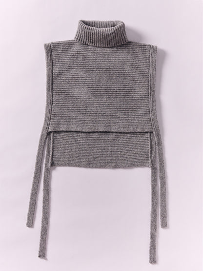 Soft Wool Tied High Neck Bib - Flannel Grey