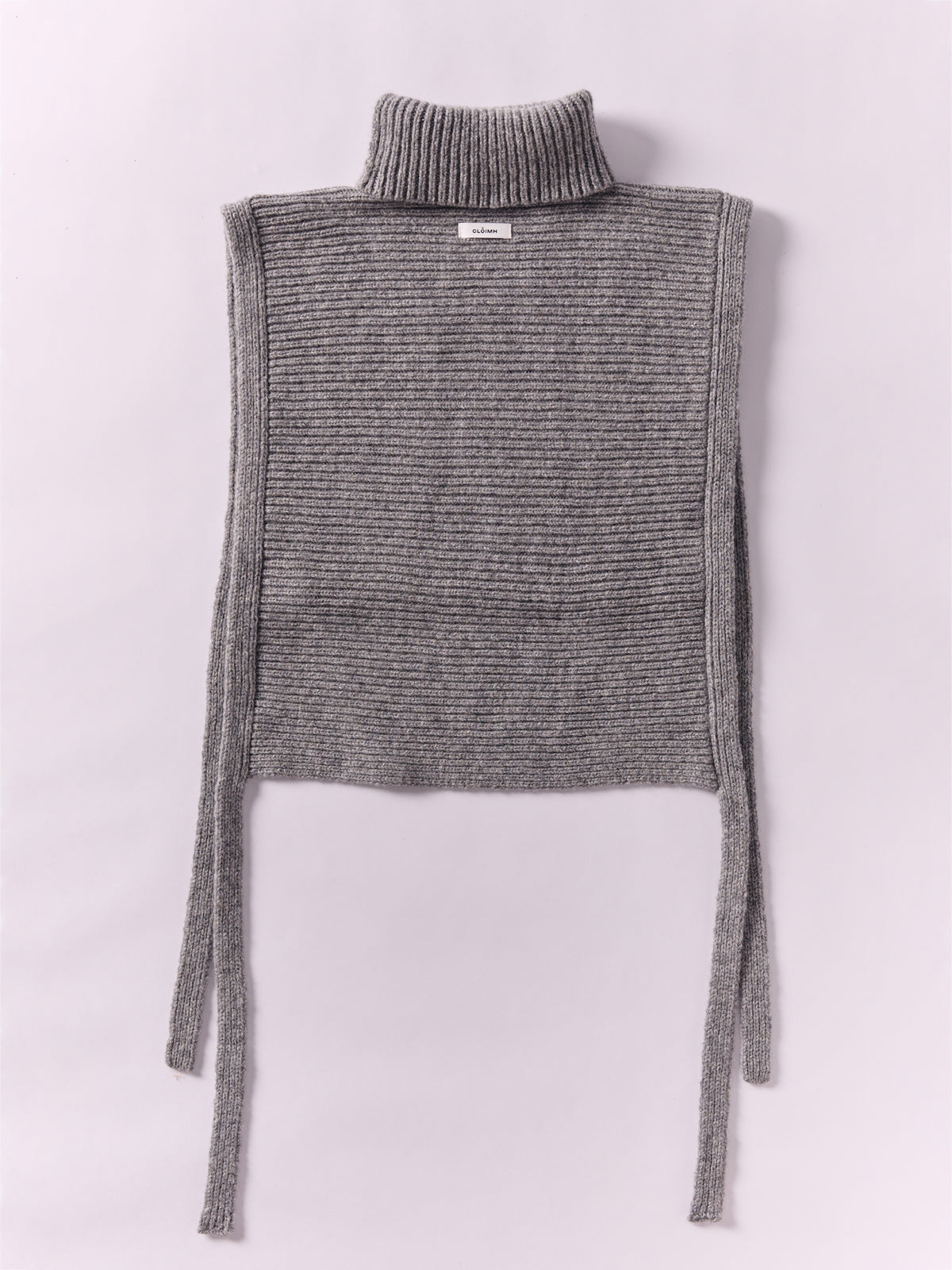 Soft Wool Tied High Neck Bib - Flannel Grey