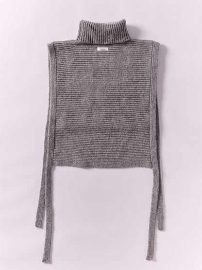 Soft Wool Tied High Neck Bib - Flannel Grey