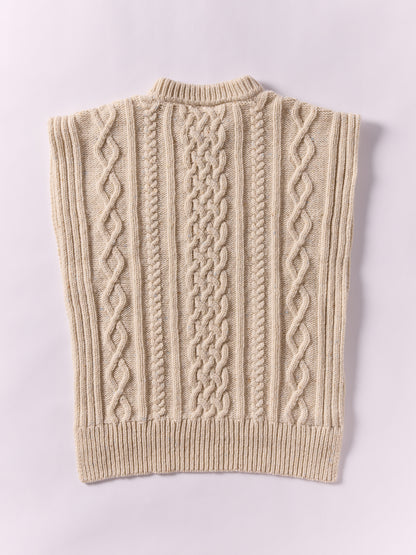 Aran Knit Wool Vest - Natural / One Size