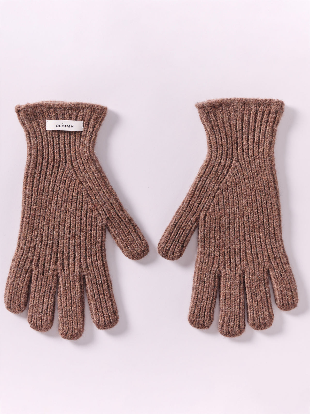 Wool Ribbed Gloves - Brown