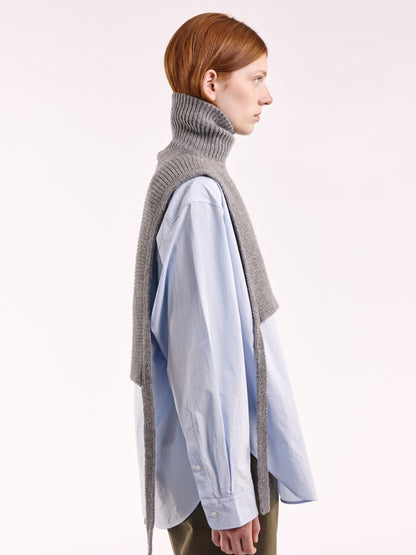 Soft Wool Tied High Neck Bib - Flannel Grey