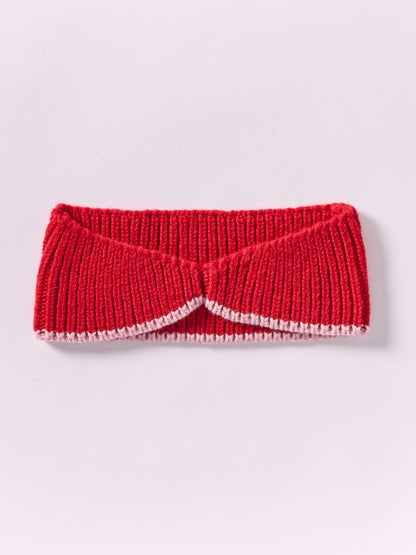 Wool Head Band - Red/Rose