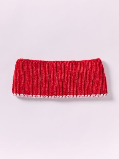 Wool Head Band - Red/Rose