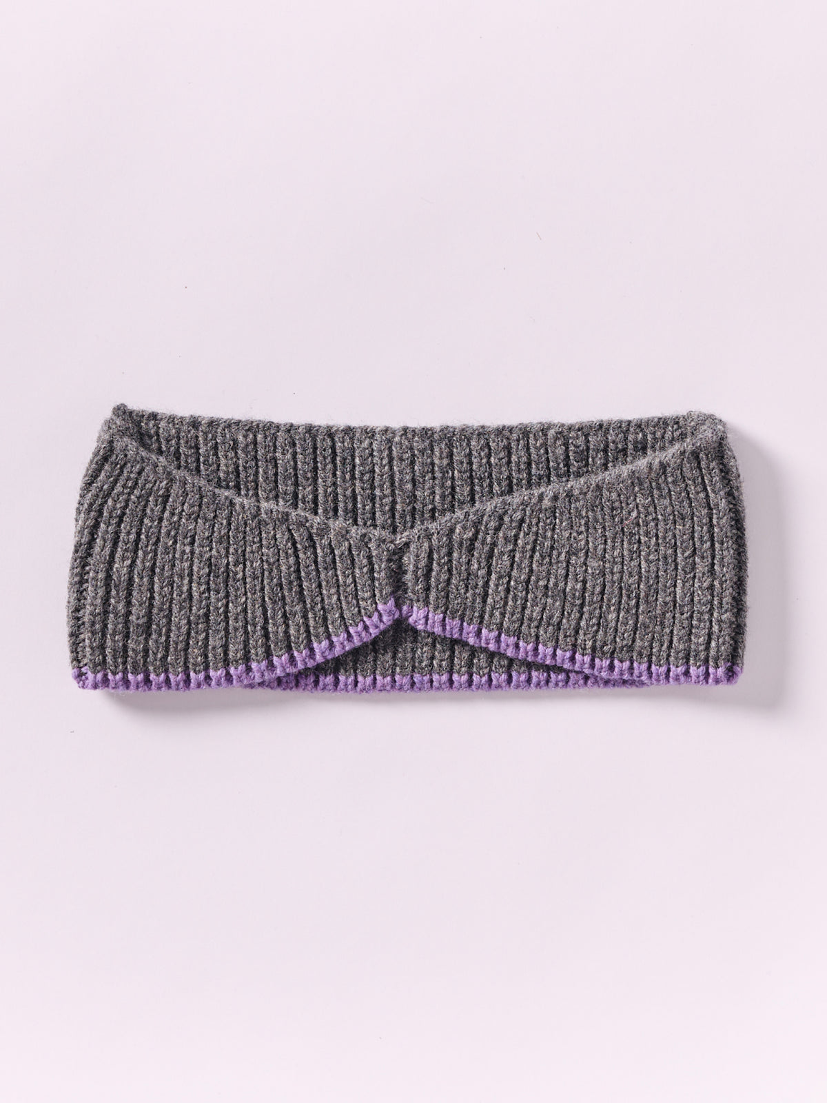 Wool Head Band - Grey Dark/Purple
