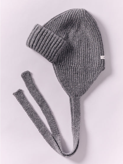 Wool Tied Trapper Hat - Grey