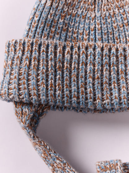 Soft Wool Marl Wool Ear Flap Hat - Dusk/Vintage Vicuna Marl