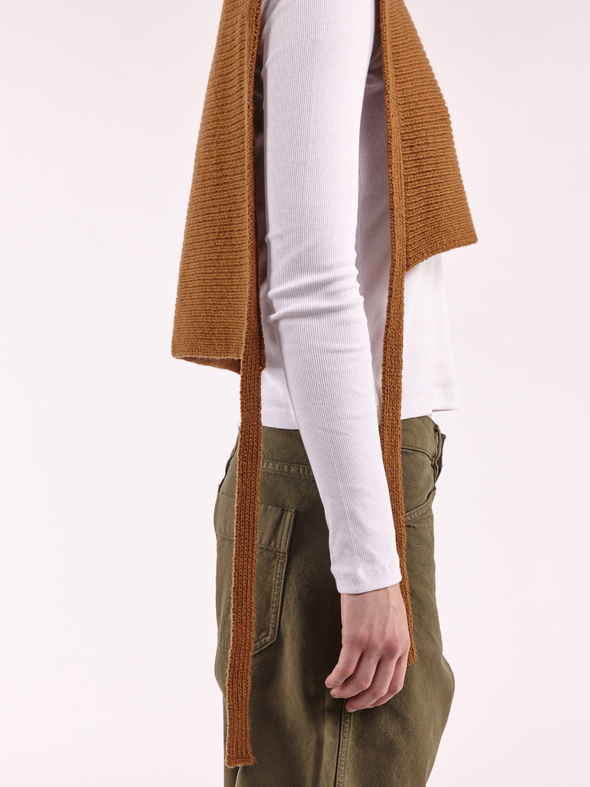 Soft Wool Tied High Neck Bib - Vintage Vicuna