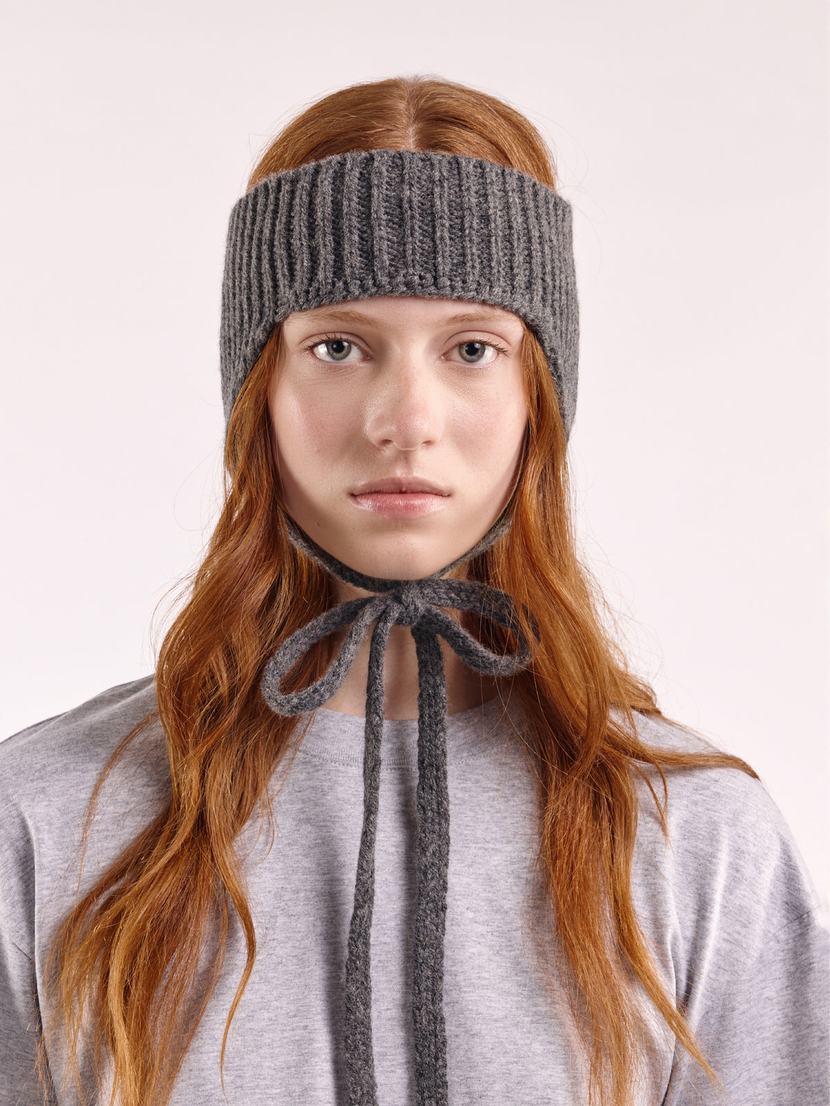 Wool Ear Flap Head Band - Dark Grey