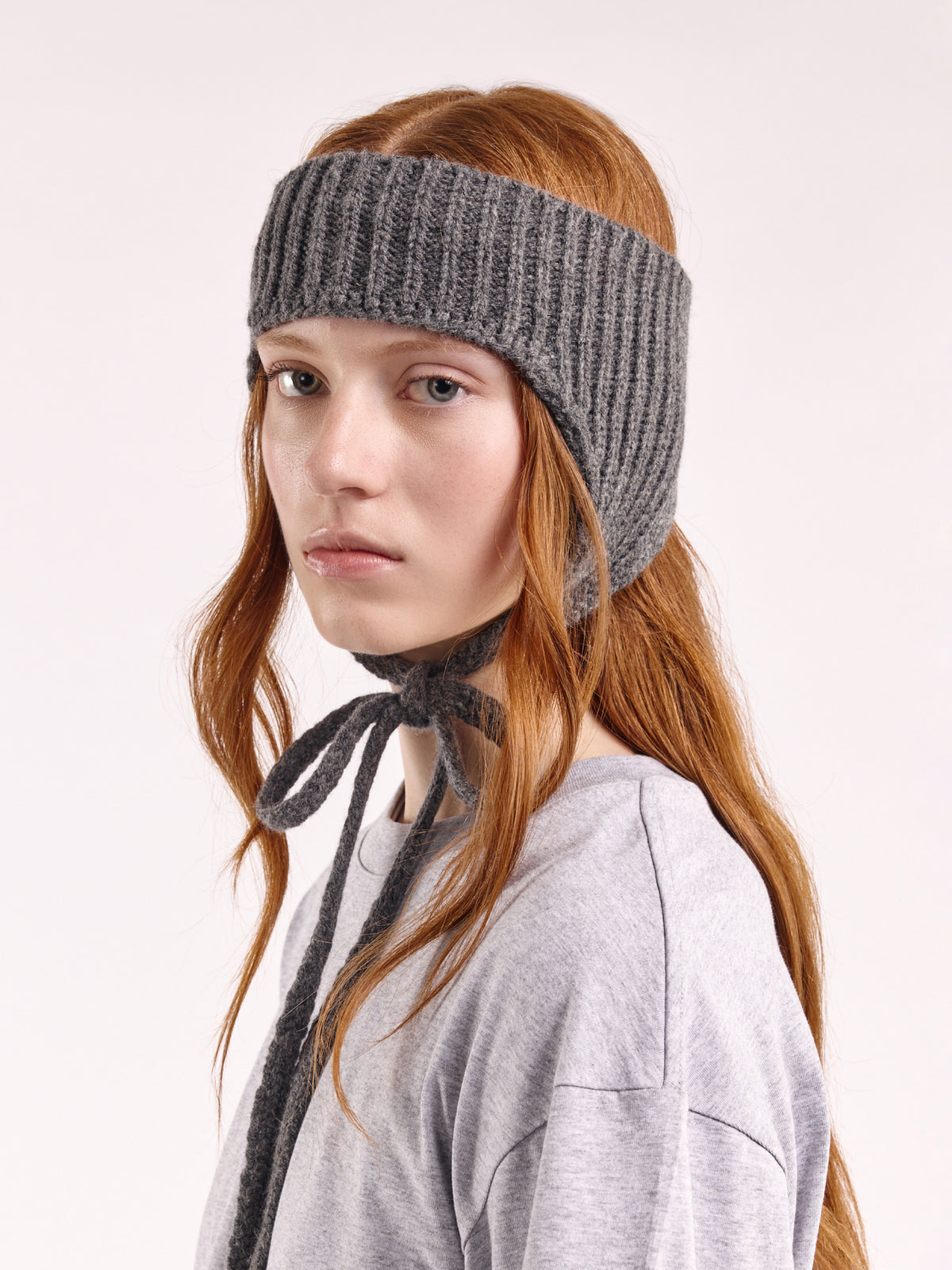Wool Ear Flap Head Band - Dark Grey