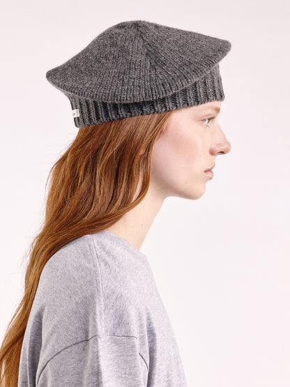 Wool Chunky Beret - Dark Grey
