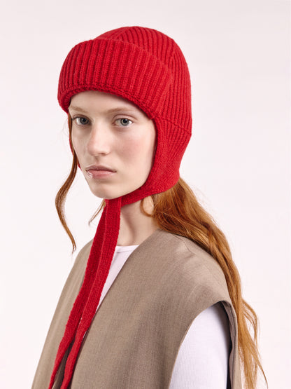 Wool Tied Trapper Hat - Red