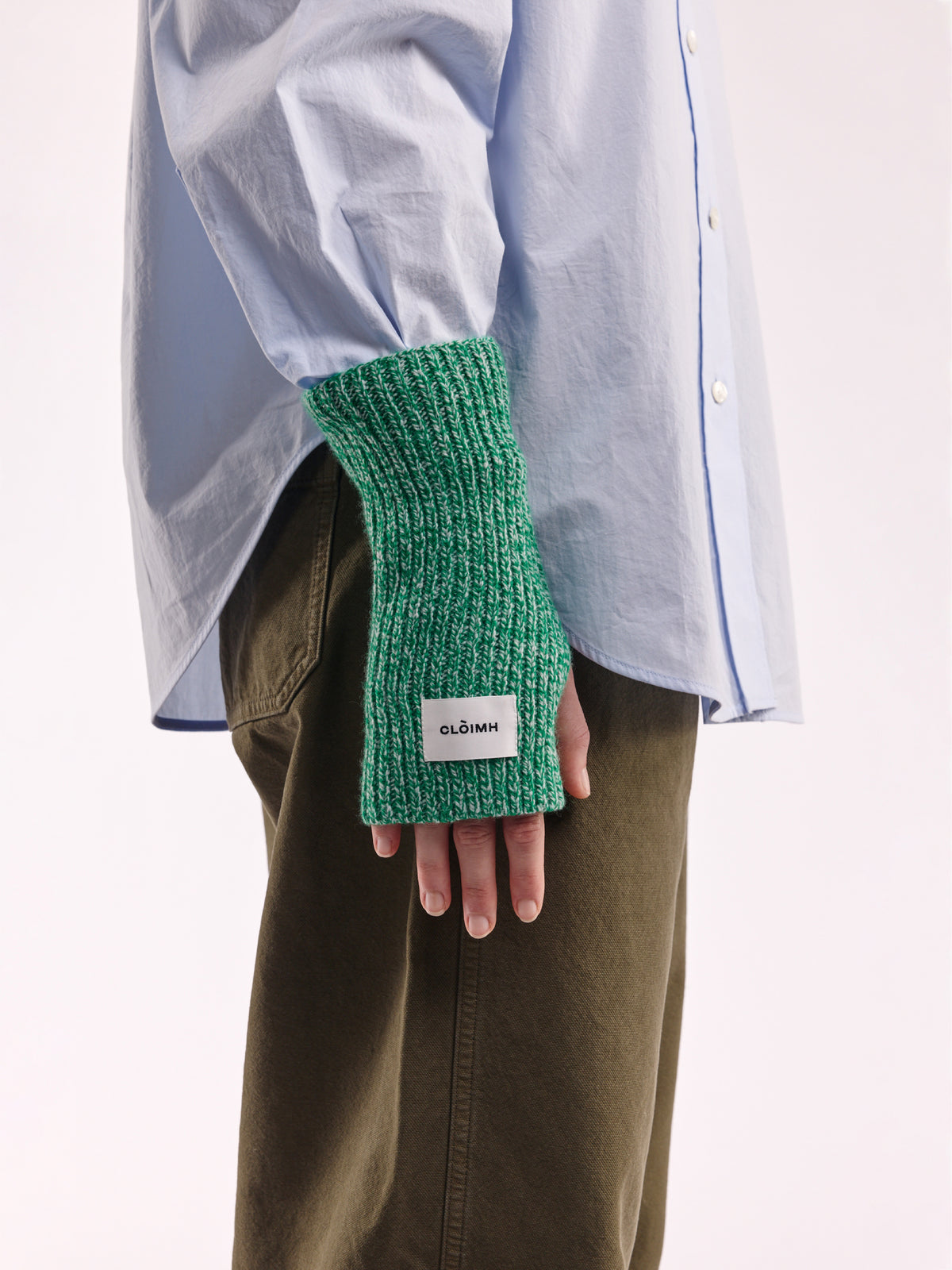 Soft Wool Fingerless Gloves - Bright Green Marl