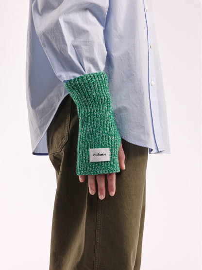 Soft Wool Fingerless Gloves - Bright Green Marl