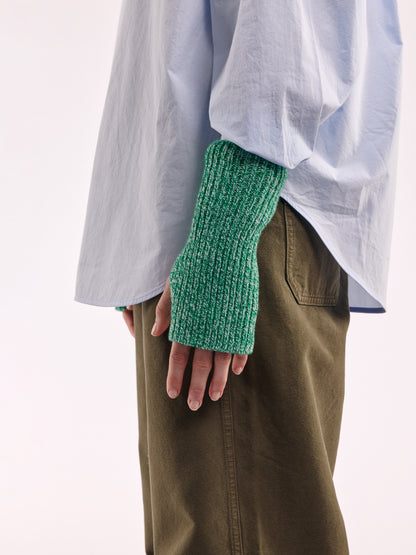 Soft Wool Fingerless Gloves - Bright Green Marl