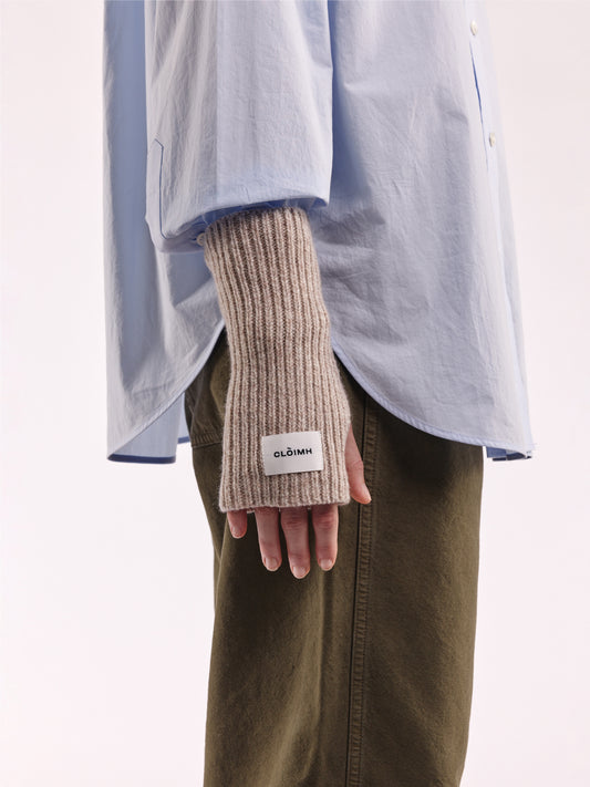 Soft Wool Fingerless Gloves - Sand Marl