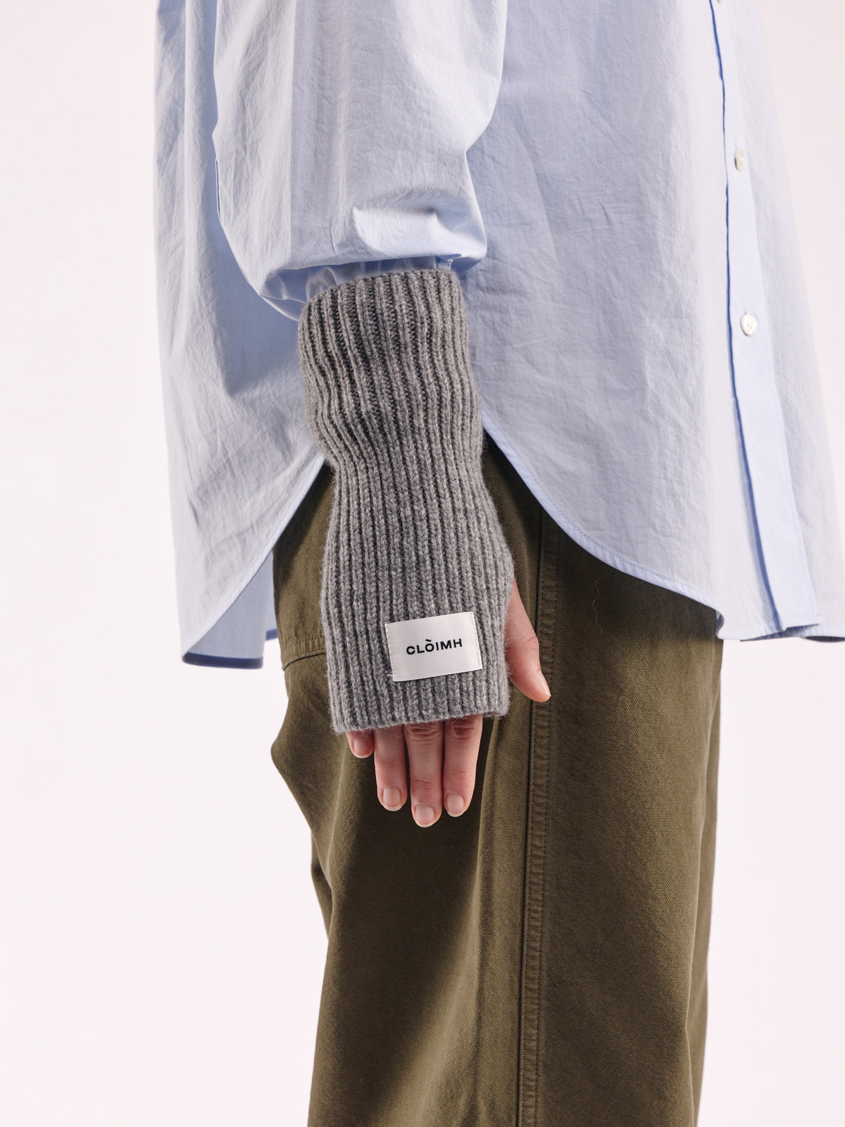 Soft Wool Fingerless Gloves - Flannel Grey