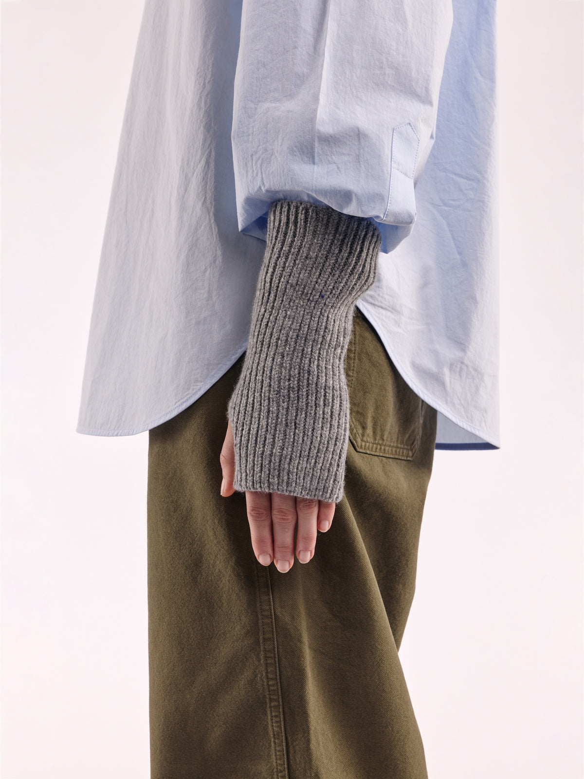 Soft Wool Fingerless Gloves - Flannel Grey