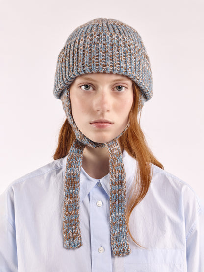 Soft Wool Marl Wool Ear Flap Hat - Dusk/Vintage Vicuna Marl