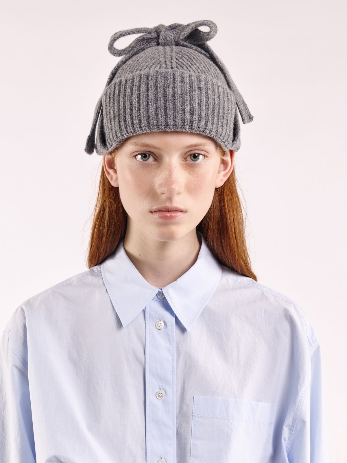Wool Tied Trapper Hat - Grey