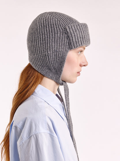 Wool Tied Trapper Hat - Grey