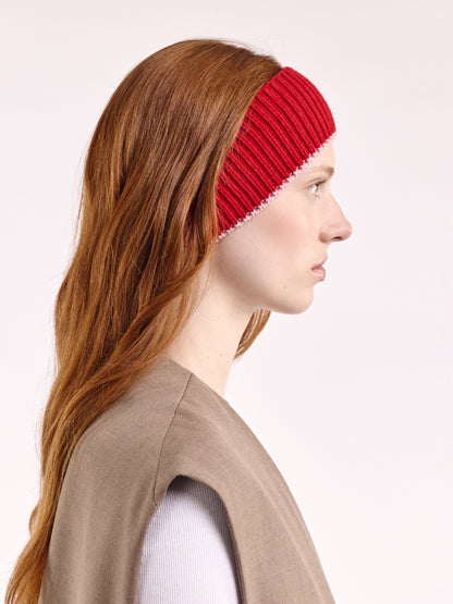 Wool Head Band - Red/Rose