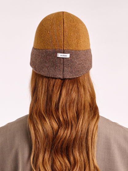 Wool Shaped Contrast Beanie - Chai/Brown