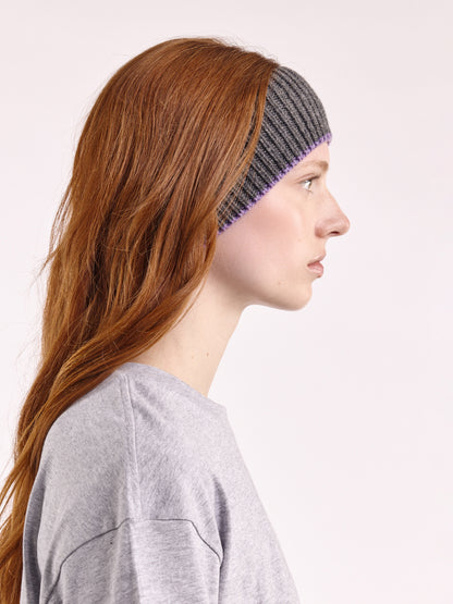 Wool Head Band - Grey Dark/Purple