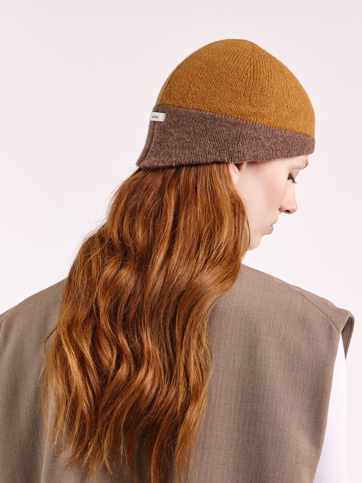Wool Shaped Contrast Beanie - Chai/Brown