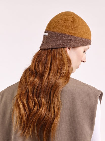 Wool Shaped Contrast Beanie - Chai/Brown
