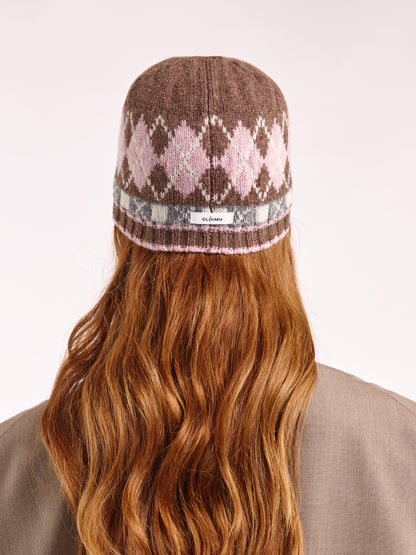 Wool Argyle Cap - Brown/Multi