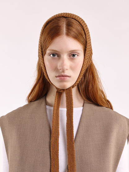 Soft Wool Tied Head Band - Vintage Vicuna
