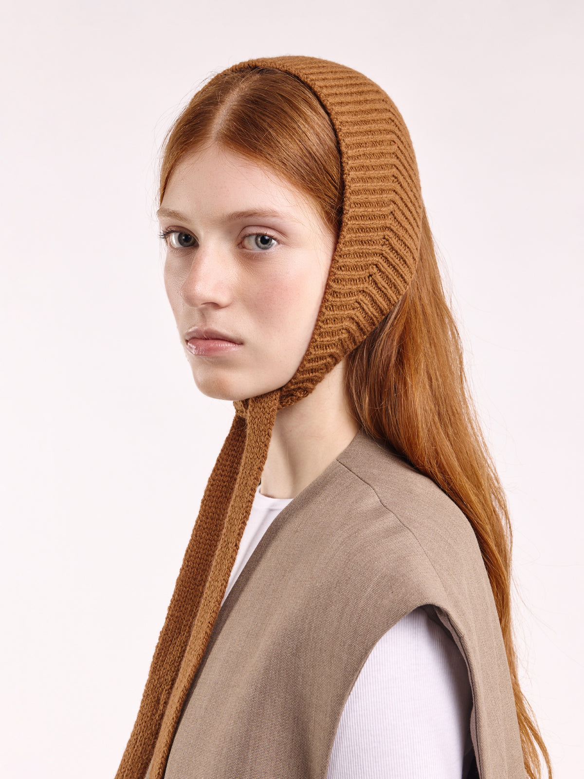 Soft Wool Tied Head Band - Vintage Vicuna