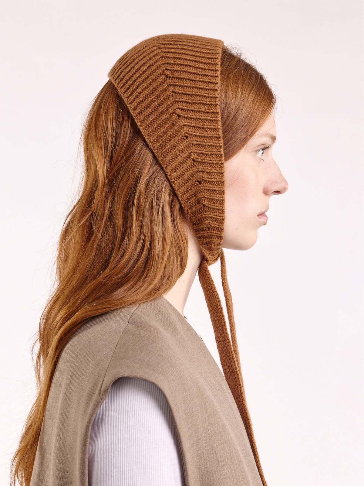 Soft Wool Tied Head Band - Vintage Vicuna