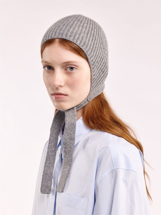 Soft Wool Tied Bonnet Hat - Flannel Grey